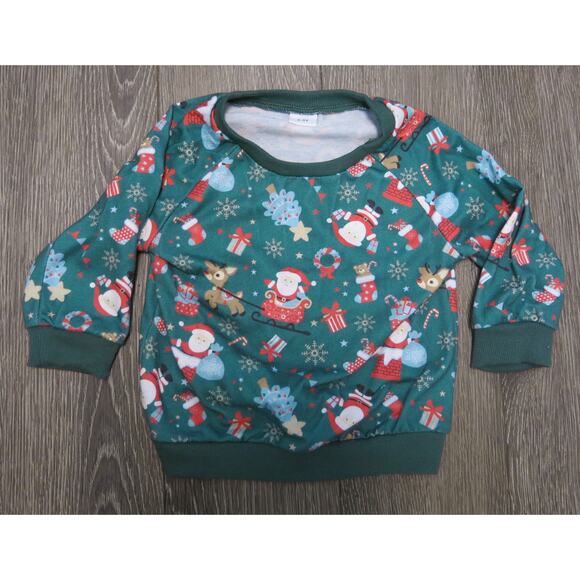 Toddler Boys Christmas Outfit Pants Shirt Size 2/3 Year Green Red Santa Winter - Picture 2 of 11